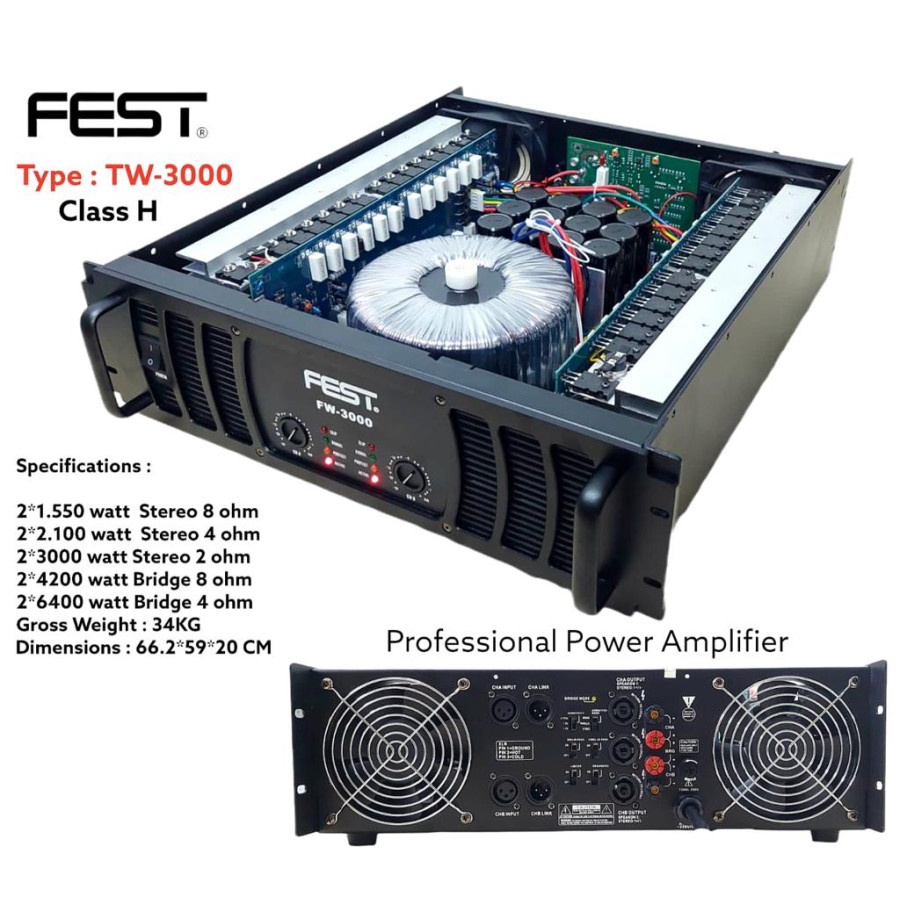 Power Amplifier FEST TW 3000 / TW3000 / TW-3000 Power Amplifier Clas H