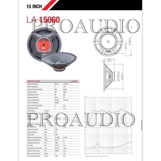speaker JIC 15 inch LA 15060 original