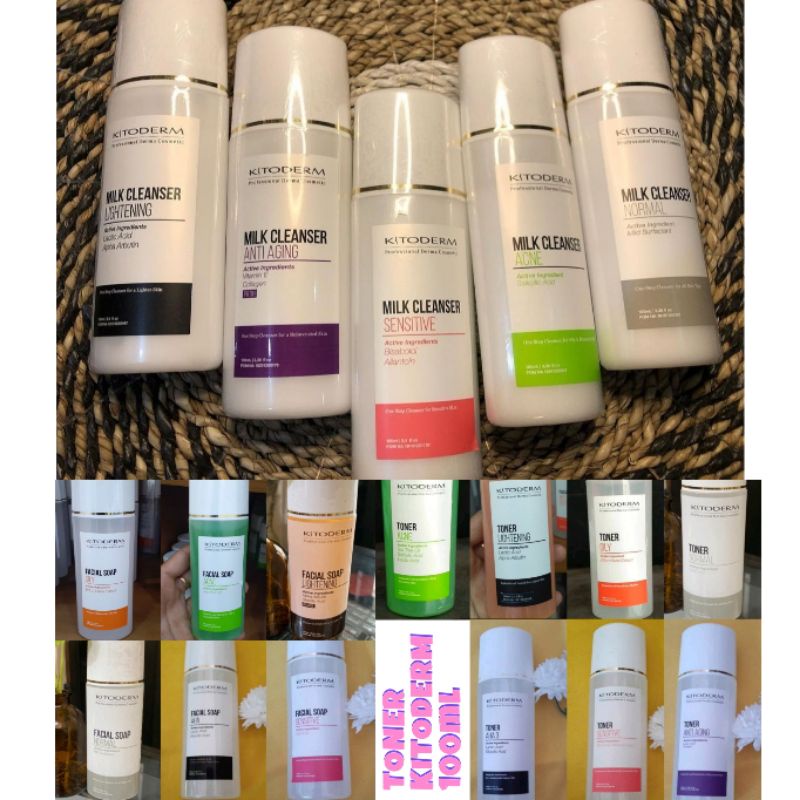 SABUN KITODERM 100ML TONER MILK CLEANSER ACNE LIGHTENING NORMAL OILY SENSITIF
