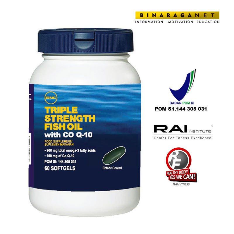 GNC Triple Strength Fish Oil with CoQ 10 60 Kapsul Lunak, Pengiriman Khusus via JNE