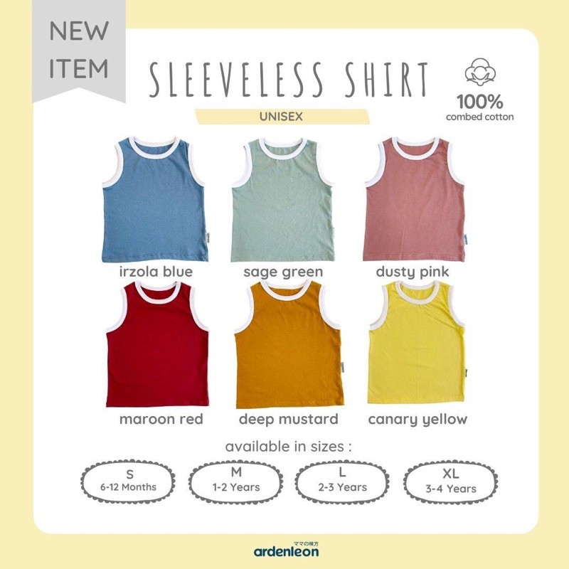 Arden Leon Sleeveless Shirt / Kaos Oblong Kutung Unisex (1pcs/pack)