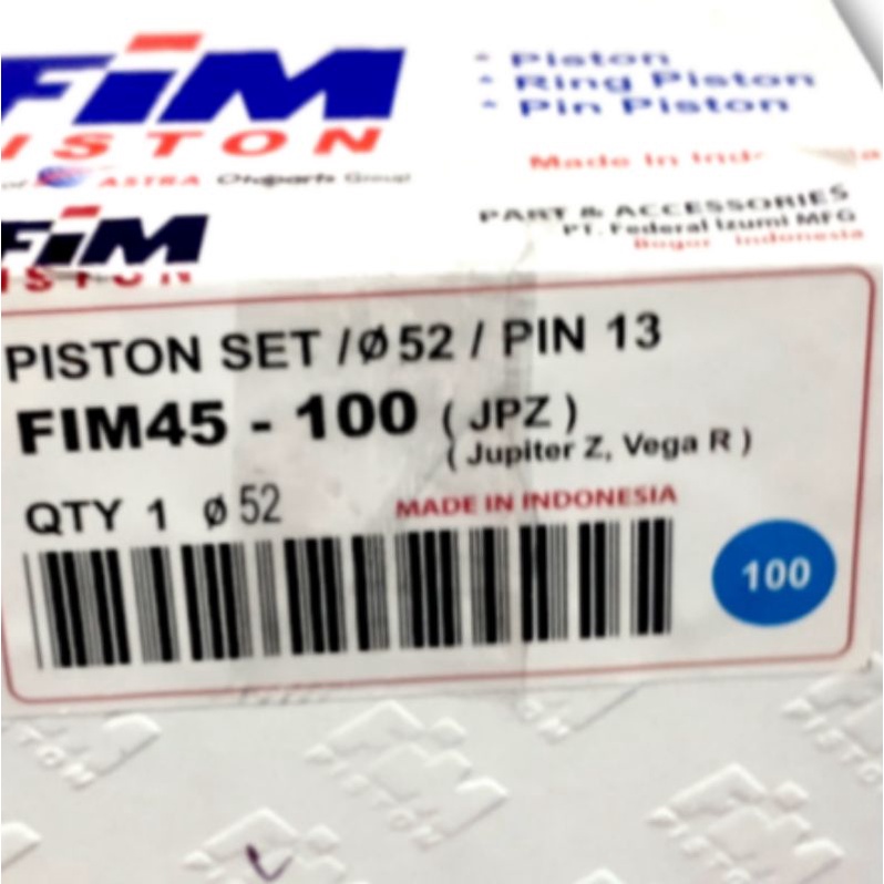 Piston seher kit jupiter z vega r new oversize 100 fim