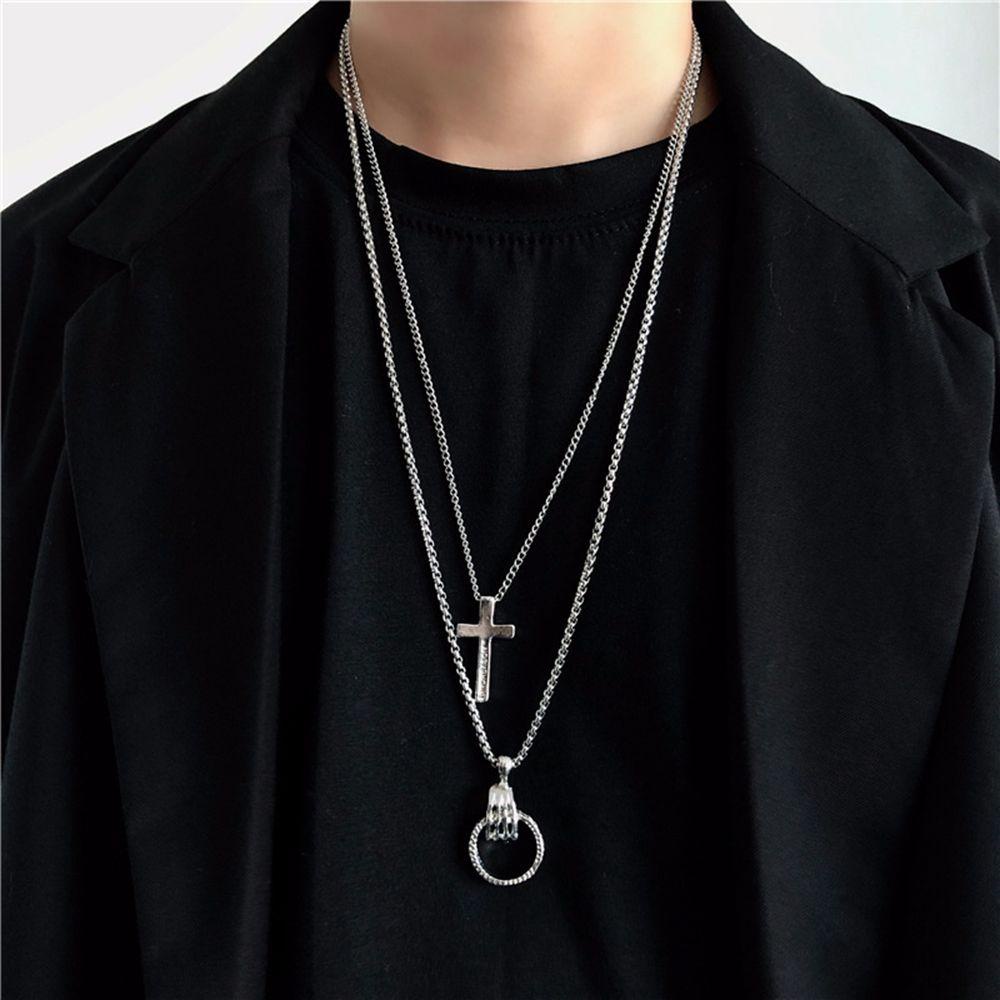 Augustina Kalung Salib Korea Hip Hop Wanita Liontin Pria Alloy Pasangan Necklace