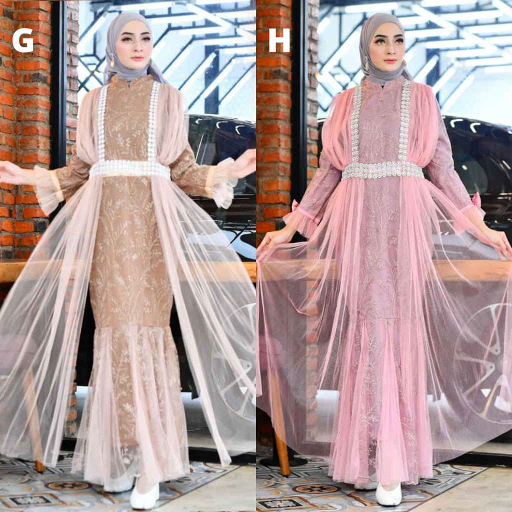 Gamis Wanita / Kebaya Modern TIlle Bordir DUyung Aneka Warna