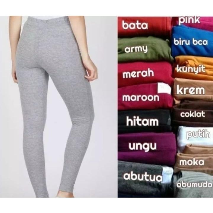 LEGGING PANJANG WANITA BAHAN KAOS RAYON TEBAL SIZE. ( M .L .XL )-Biru