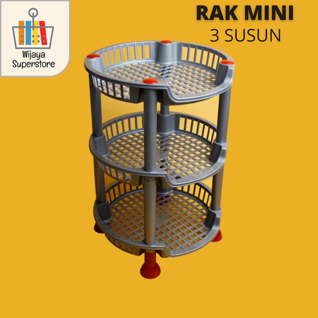 Rak Modern Bulat 3 Susun Silver - Rak Plastik Mini Serbaguna Myplast Bentuk Bulat/Opal Susun 3 - MP1