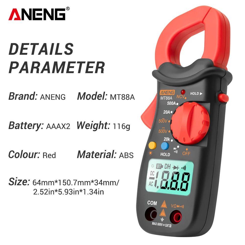 Top Digital Clamp Meter ANENG MT88A True RMS Diode NCV Ohm Tests Tester Arus Listrik