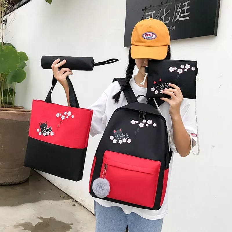 Tas Ransel Anak Perempuan SET 4in1 Tas Sekolah Anak SD SMP SMA SMK Korean Style Kpop Terbaru Bisa Bayar Ditempat COD