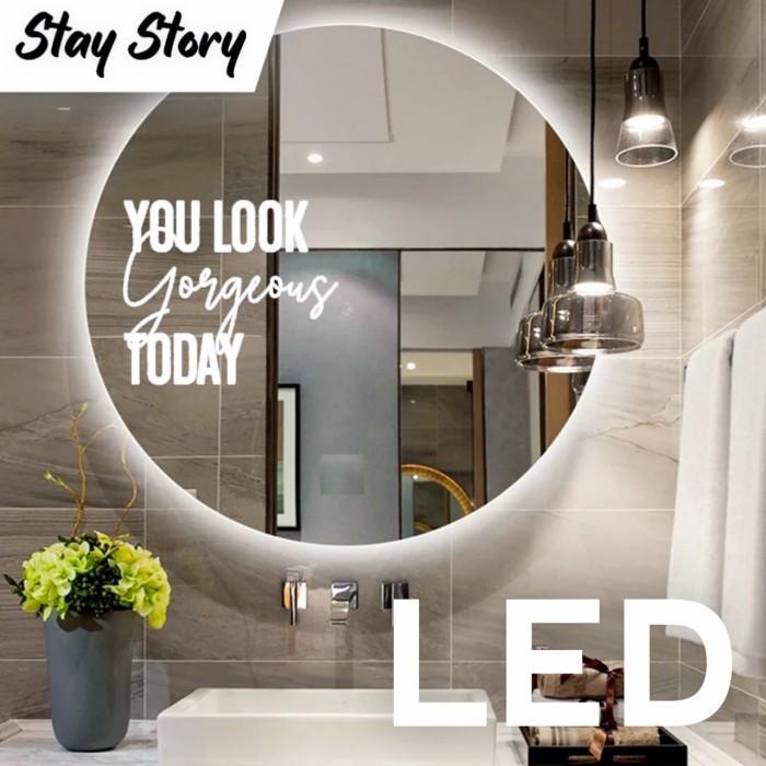 Mirror Full | Cermin Bulat Led Shaby / Kaca Cermin Gantung Dinding Rias Wajah