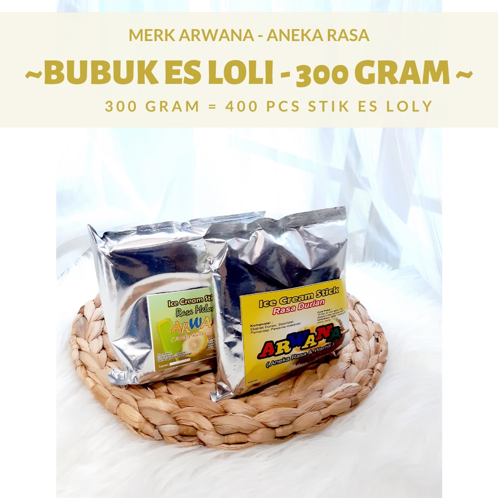 

Bubuk Es Campur Buah Es Loli Bubuk Agar2 Bubuk Es Loly 300gr Arwana