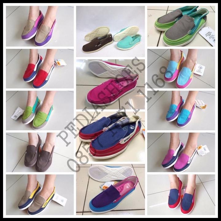 TERLARIS SEPATU WANITA CROCS WALU CANVAS LOAFER ORIGINAL GROSIR DAN ECERAN 