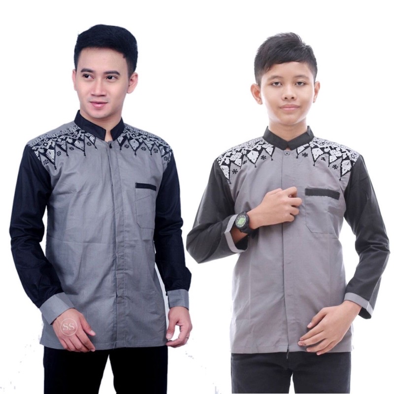 Baju Koko Couple Ayah Anak Laki Laki  Lengan Panjang Bahan Toyobo Premiun Model Arrazi