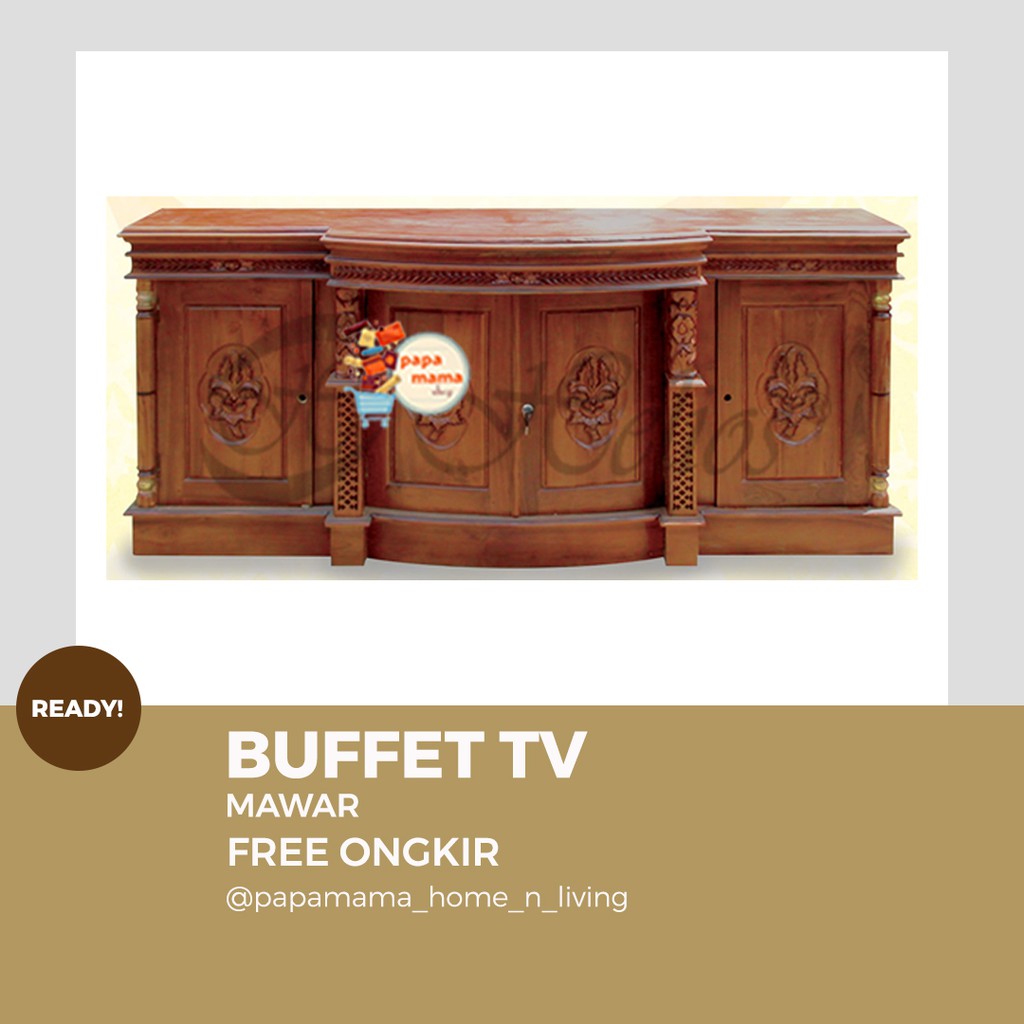 Buffet TV Jepara Berkualitas - Buffet Kayu Jati 4pintu - Meja Tv Jepara Medan Promo Murah