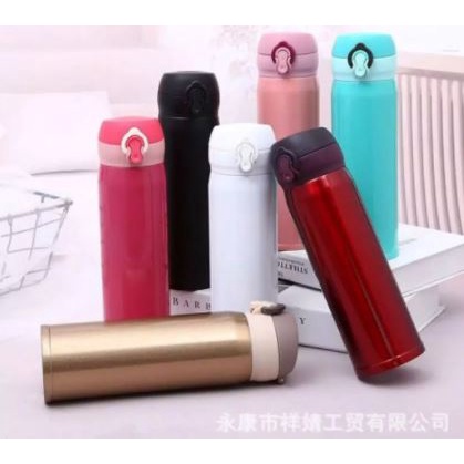 Termos Air Panas Termos kancing Vacum Termos Stainless Steel  mini tahan lama POLOS 500ml - Botol Minum Tahan Panas &amp; Dingin