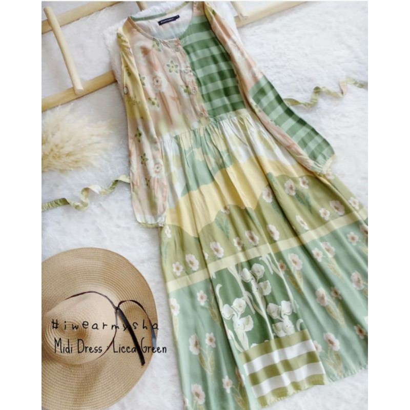 MIDI DRESS LICCA GREEN by MYSHA IWEARMYSHA