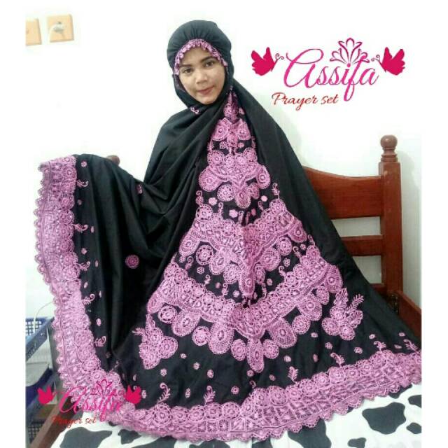 Mukena mahar black pink