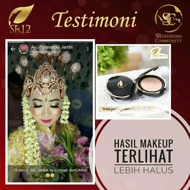 TERLARIS..!! BEDAK EXCLUSIVE COMPACT POWDER SR12 BPOM AMAN / BEDAK PADAT SR 12 + FOUNDATION / +SPF 25