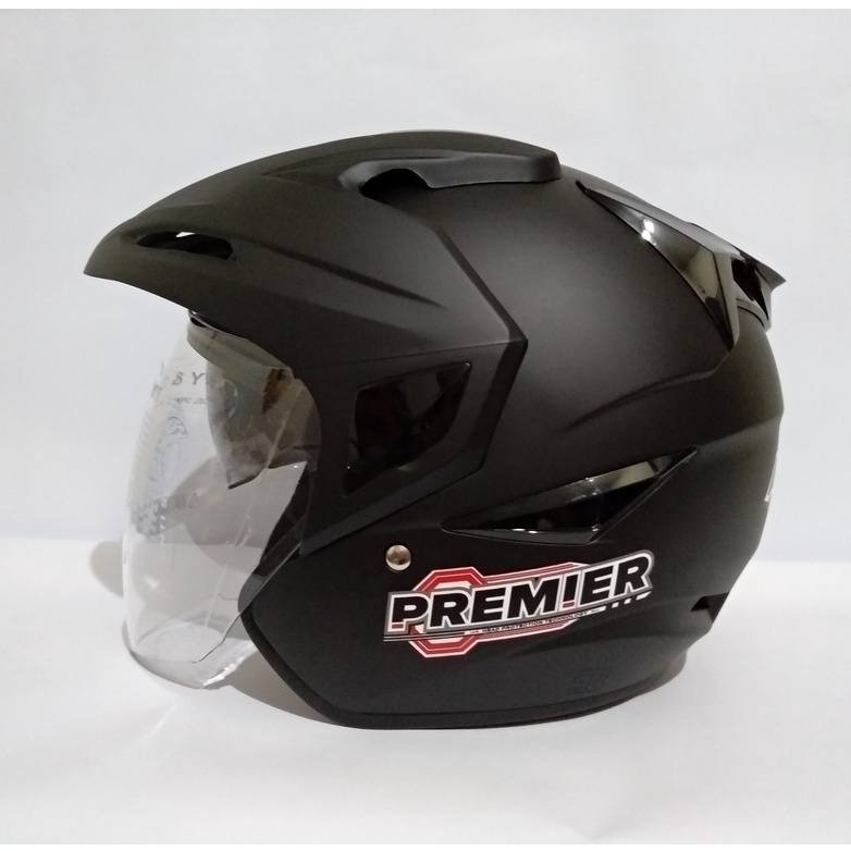 HELM  ASCA  PREMIER  SOLID   BLACK  DOFF  DAN  GLOSSY    DOUBLE VISOR  MANUAL  HALF FACE