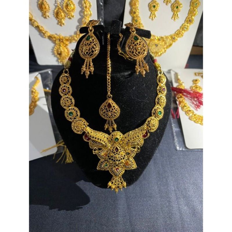 set kalung dubai india pernikahan lapis emas