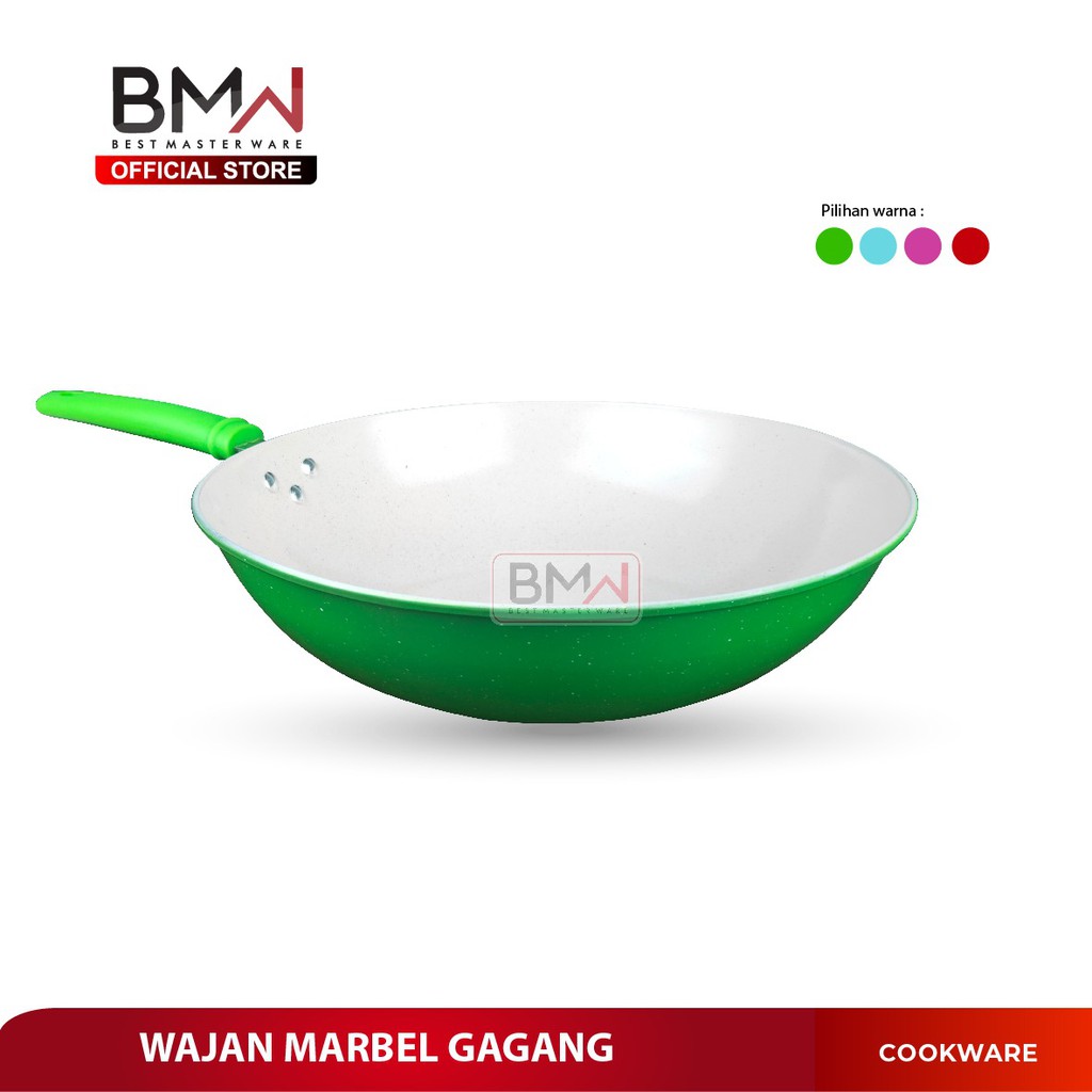 Wajan Marbel Kuali Gagang Warna Penggorengan Wok Pan Stainless Steel