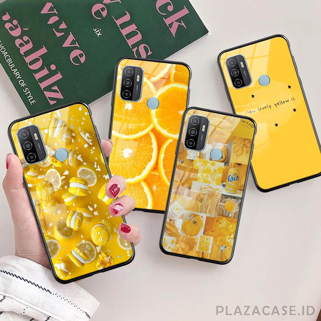 Yellow Softcase Glass [K58] A53 A92 A52 C12 C11 C15 Y20 Y30 Y50 RENO 4 A91 A31 REDMI 9 REDMI NOTE 9