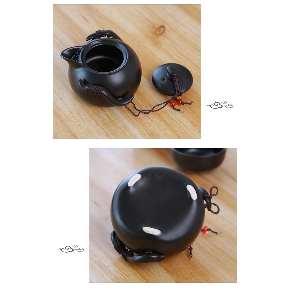 g8c homadise teko pitcher teh chinese teapot maker ceramic with 4 glass - jj0007 - black Or-i
