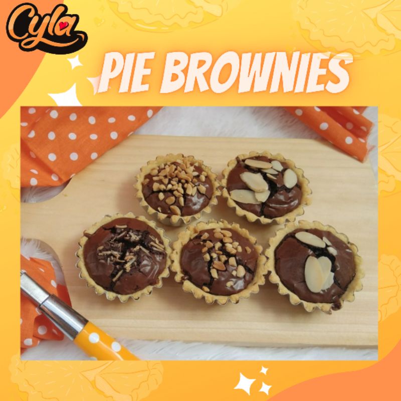 

Kue pie fudgy brownies dark cokelat oleh oleh tangerang topping almond keju kacang isi 10