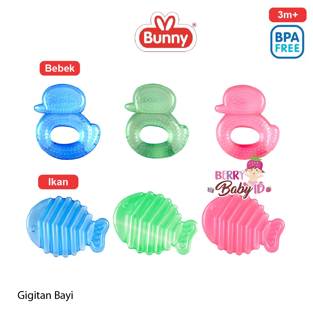 Lusty Bunny Mainan Gigitan Bayi Silikon Water Filled Teether Duck Fish Berry Mart