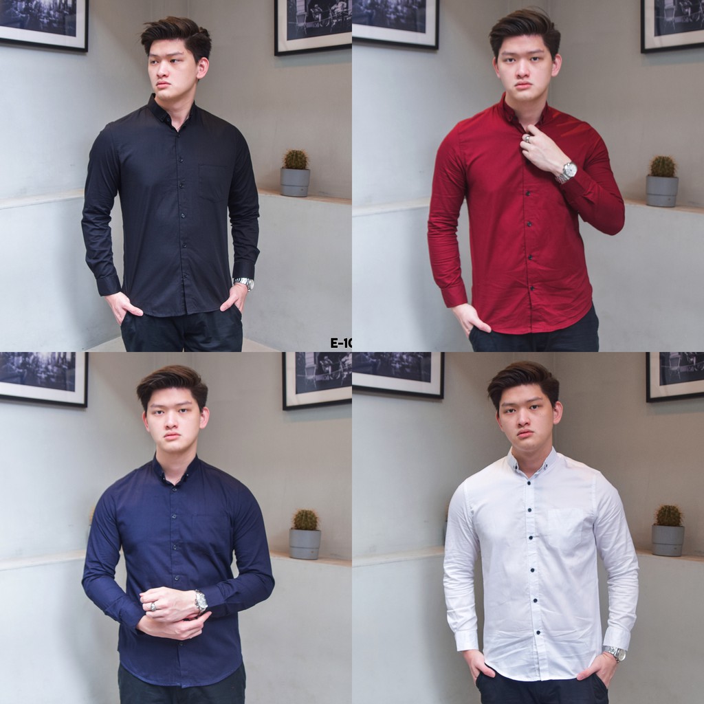 BEST SELLER Kemeja Panjang Simple Polos PRIA 5 Warna SLIM FIT (Sanvanina)