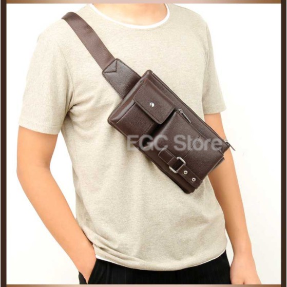 TAS PINGGANG PRIA BAHAN KULIT / MAN LEATHER WAIST BAG - 423