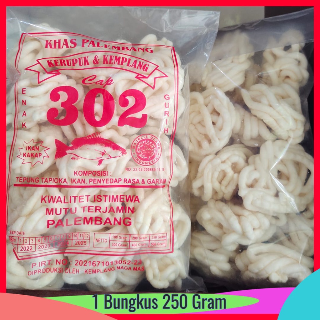 

KERUPUK SANGGUL 302 ASLI PALEMBANG 250 GRAM BY NAGA MAS KERUPUK KEMPLANG IKAN KAKAP SUPER