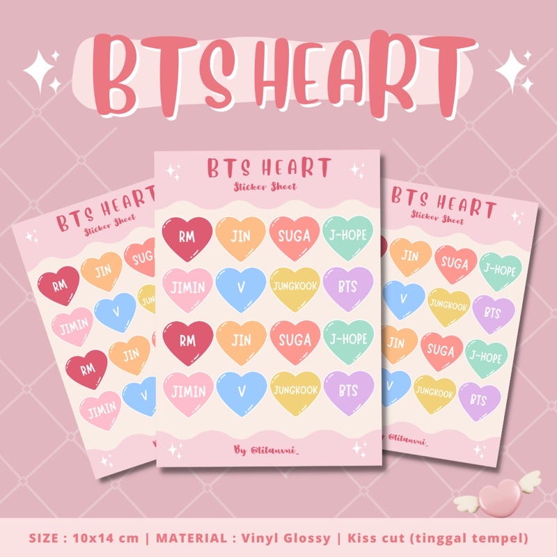 

BTS HEART STICKER SHEET