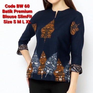 Unik BAJU KEMEJA BATIK SLIM FIT WANITA BLOUSE SLIMFIT BW45 Berkualitas