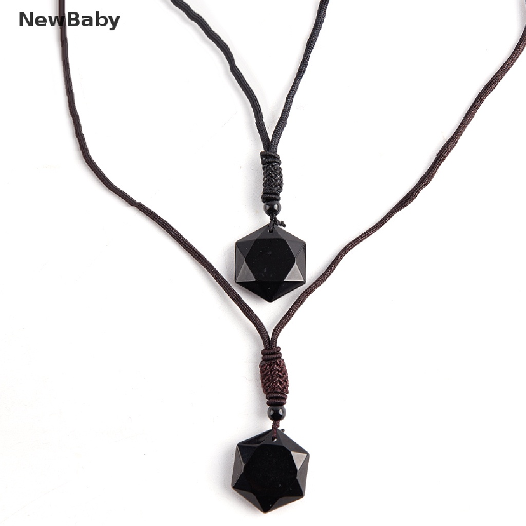 Newbaby Kalung Keberuntungan Liontin Batu Obsidian Alami Untuk Wanita