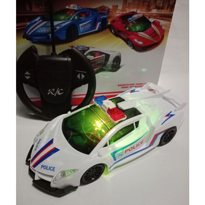 Mainan mobil remot polisi nyala dan bunyi/Mobil remot polisi lalu lintas
