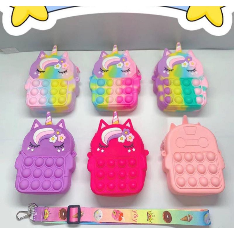 [ BISA COD ] Pop it bag kids pop it unicorn wallet cross bag Tas anak popit mini sling bag