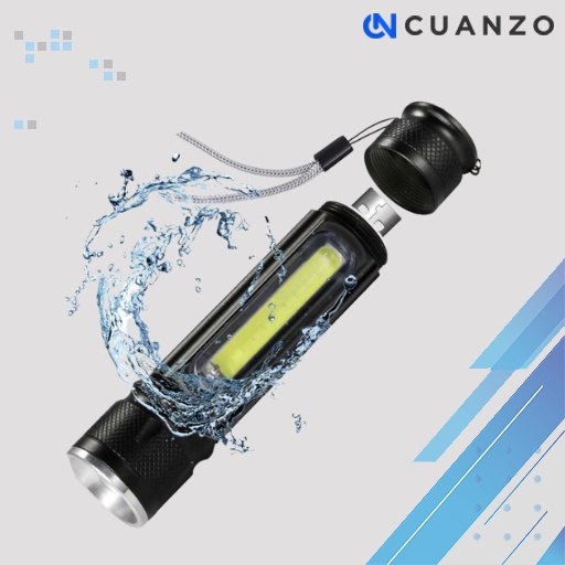 Senter LED Lantera USB T6 + COB 2300 Lumens Waterproof / Senter Flash Light Anti Air Bisa Zoom Cahaya Terang / Senter Super Terang Jarak Jauh 2000 Meter Polisi Jumbo / Senter Swat Police Ultraviolet / Senter Gunung Outdoor Infrared Murah Original