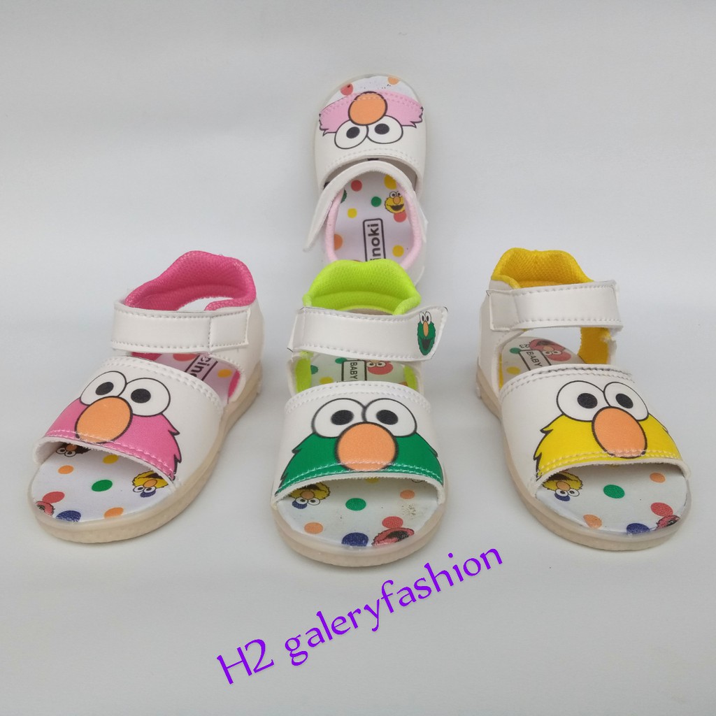  Sandal  Anak  Perempuan Lucu Motip Elmo  4 Varian Warna 