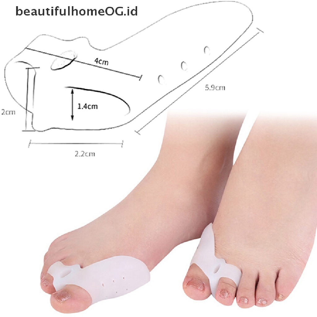 2 Pcs / Pasang Korektor Pelurus Jari Kaki Orthotics Bahan Silikon