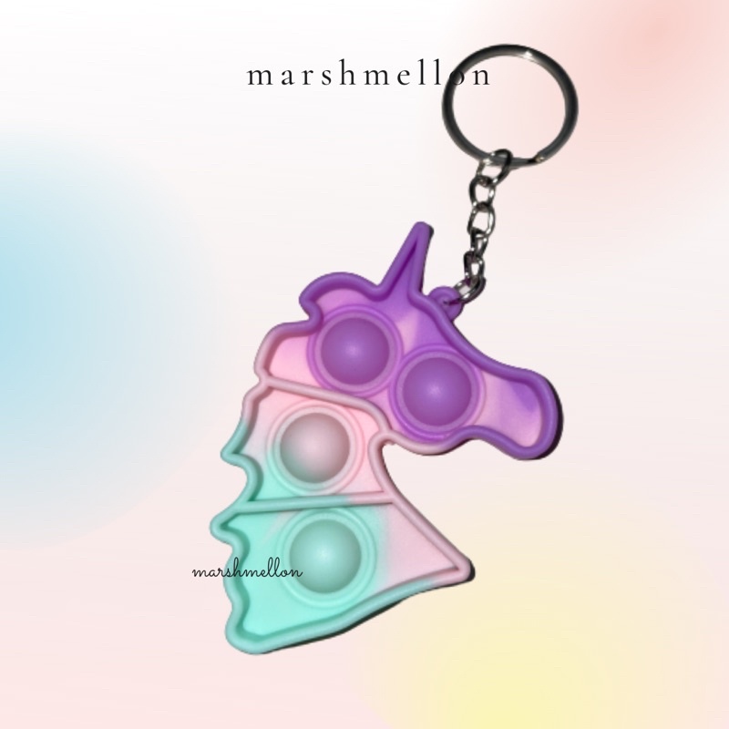 Gantungan Kunci Pop It & Gelang Pop It Pastel Rainbow | Pop It Gurita | Princess Key Chain (Snow White Cinderella Aurora Belle) | Pop It Warna Lilac Pink Tosca Fidget Key Chain Macaron-Unicorn Mini