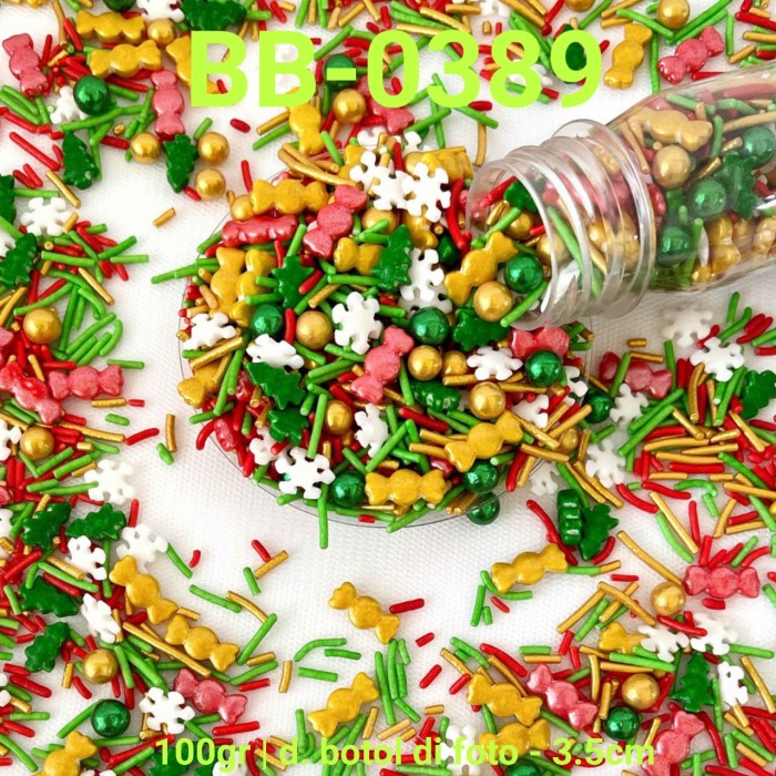 

BB-0389 SPRINKLE SPRINKLE SPRINKEL 100GR PERMEN SNOWFLAKE POHON NATAL OBRAL DISKON
