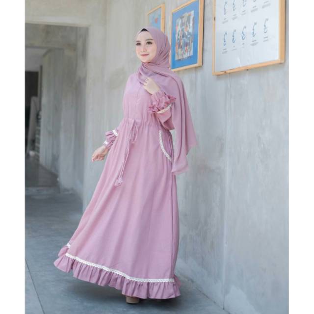 FMOS Nirmala Dress Maxi Size S M L XL l Gamis Syar'i l Fashion Muslim Terbaru-2