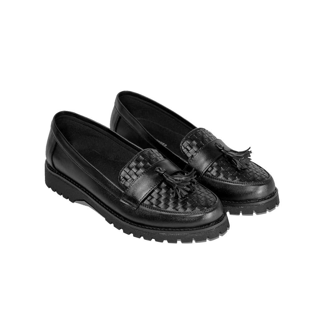 Lvnatica Alexa Full Black 36-41 Sepatu Loafers Slip-On Wanita Formal Docmart