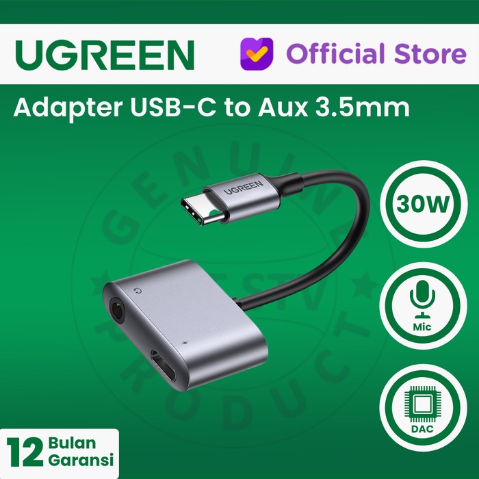 UGREEN Adapter USB-C 2in1 (Aux 3.5mm + PD 30W) DAC - CM431