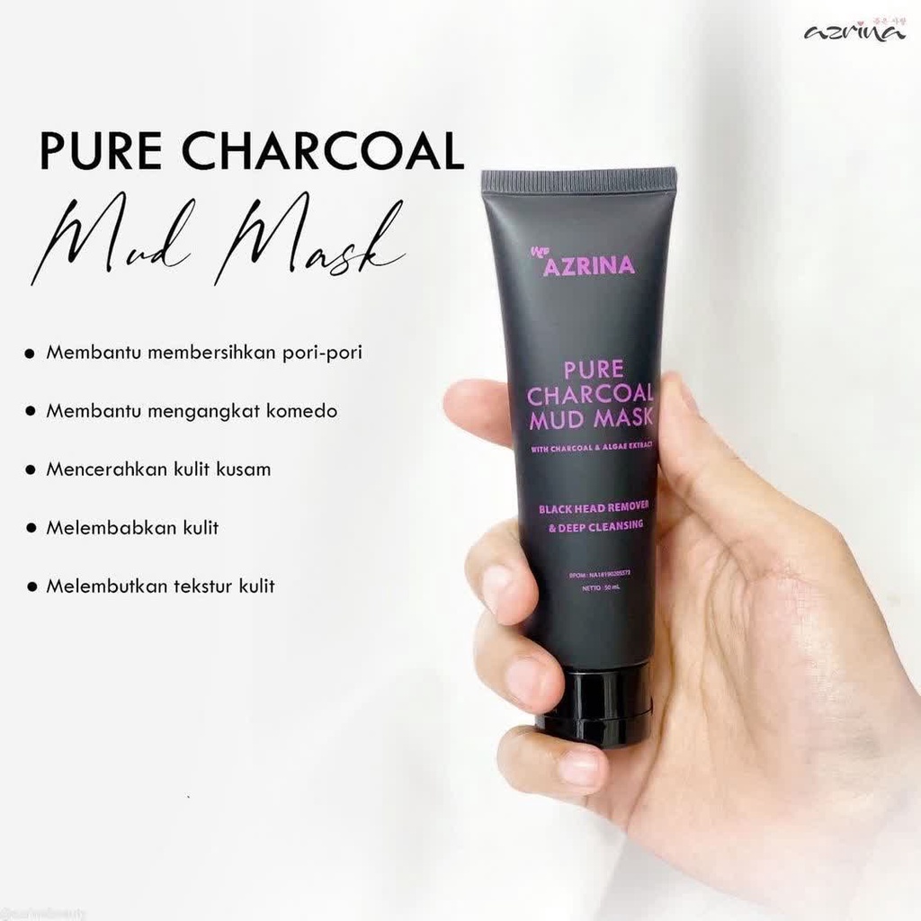 READY SIAP KIRIM!AZRINA PURE CHARCOAL MASK 50 ML| AZRINA ACNE PURIFYING CLAY MASK 50ML MASKER CHARCOAL AZRINA MUD MASK CHARCOAL CLAY MASK AZRINA ACNE MASK PERAWATAN MASKER WAJAH AMAN BPOM PERAWATAN KULIT BERJERAWAT BERKOMEDO PENGANGKAT PENGHILANG JERAWATK