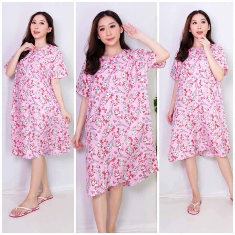 DASTER JUMBO LD 120 KATUN KARAKTER KANCING DEPAN BUSUI BUMIL LENGAN PENDEK GUDANG_DASTER_PEKALONGAN-JB PUSSY