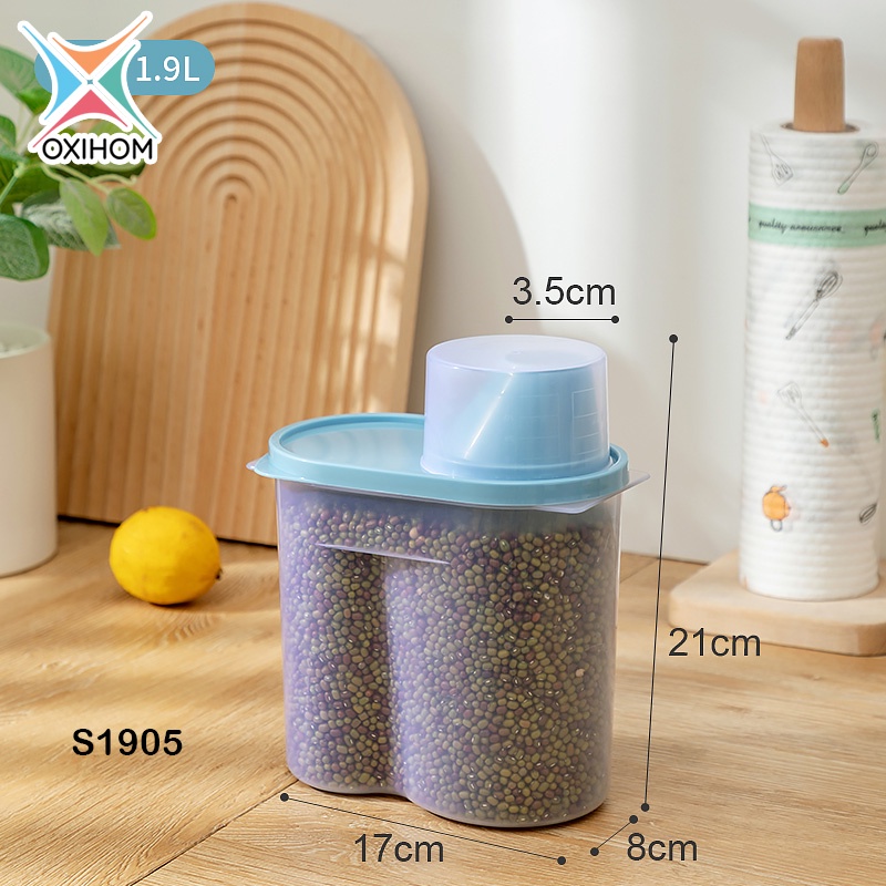 Oxihom Toples Plastik Makanan Snack Sereal Tuang Wadah Penyimpanan Makanan-S1905 Biru