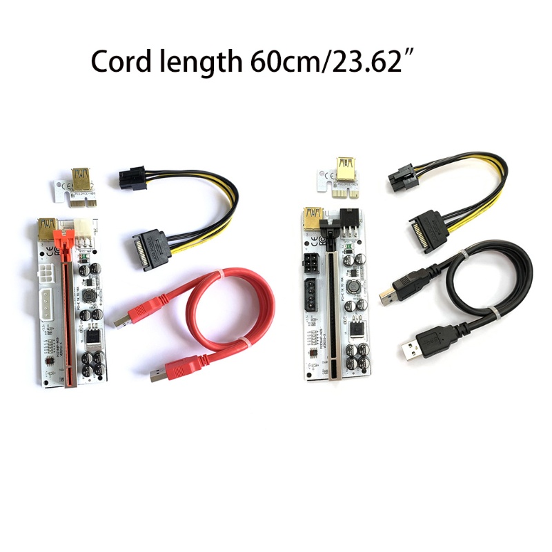 Btsg PCI-E Riser Card Whiteboard PCI-E 1X to16X 6Pin Kartu Riser USB3.0 Extension Cord