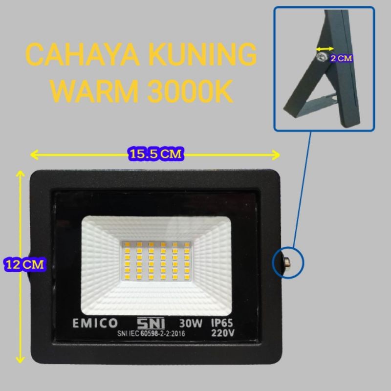 LAMPU SOROT EMICO 30 WATT CAHAYA KUNING / LAMPU TEMBAK EMICO 30 WATT - KUNING