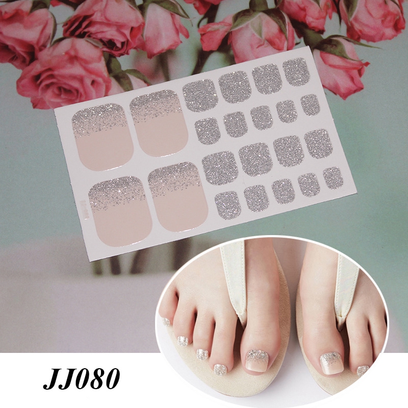 Jj061-080 22pcs/lembar Stiker Kuku Kaki Palsu 3d Diy